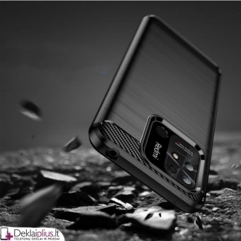 Carbon guminis dėklas - juodas (Xiaomi Redmi 10C) Carbon guminis dėklas - juodas (Xiaomi Redmi 10C)